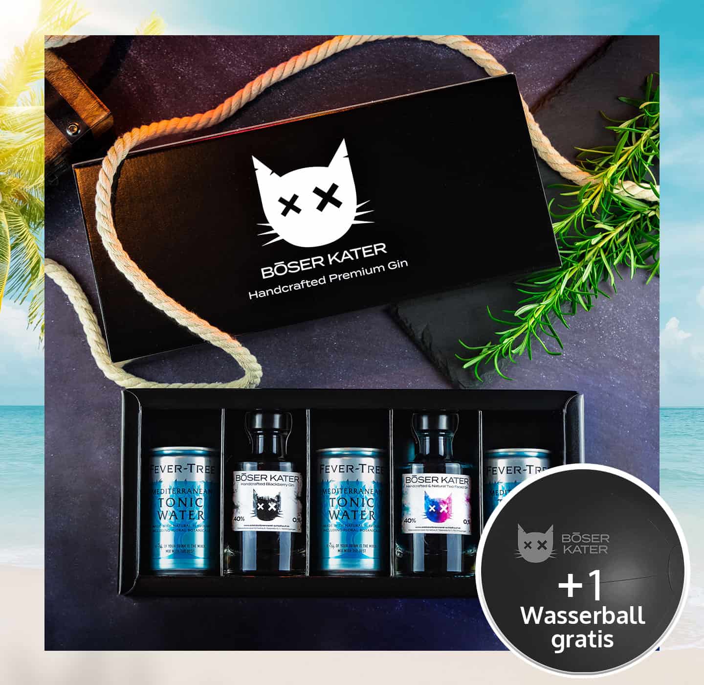 Böser Kater 2er Gin Tasting-Set / Geschenkbox mit passendem Fever-Tree Tonic Water