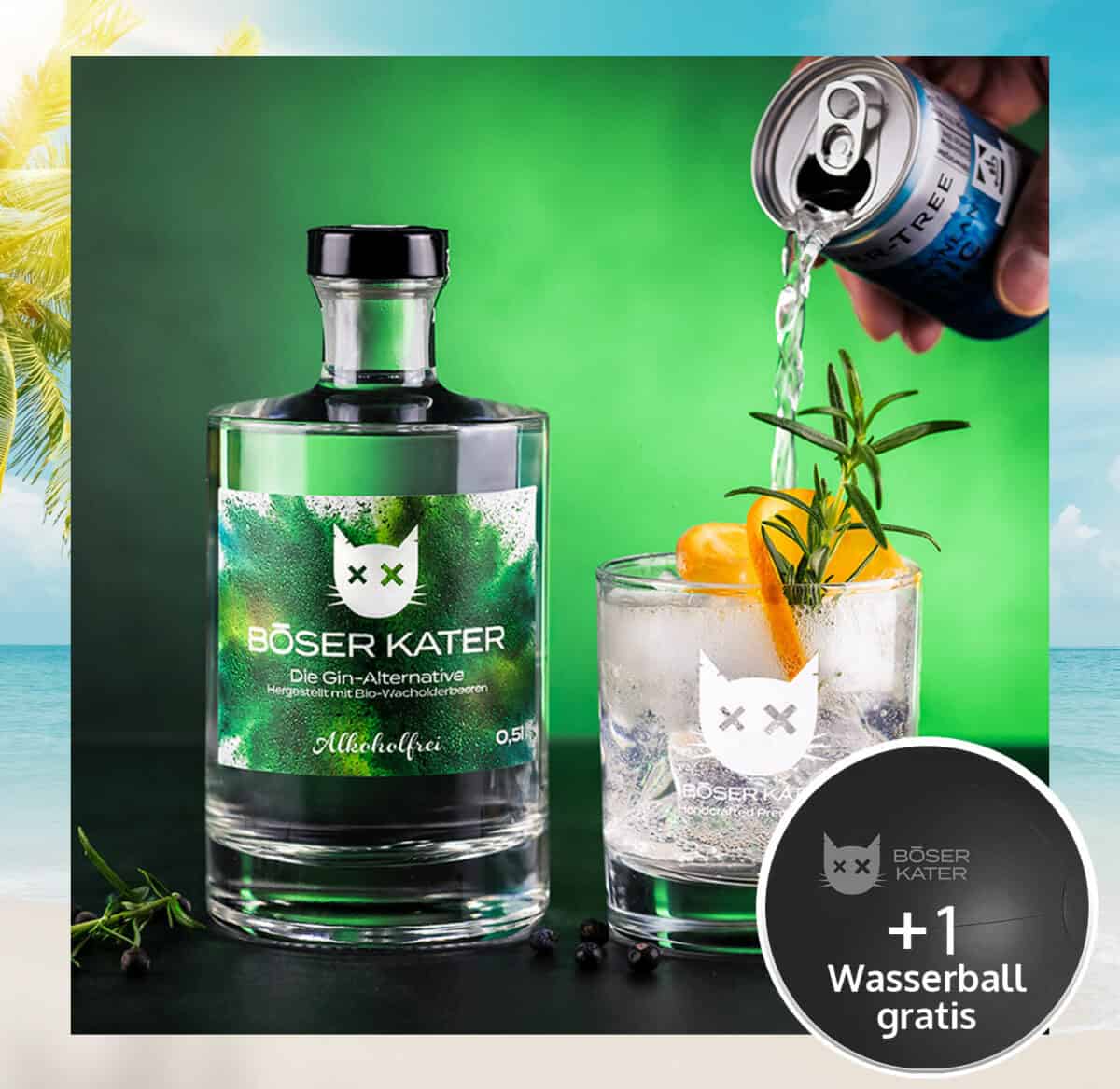 Böser Kater alkoholfreie Gin Alternative – Perfekte Basis für einen alkoholfreien Gin Tonic 0,5l