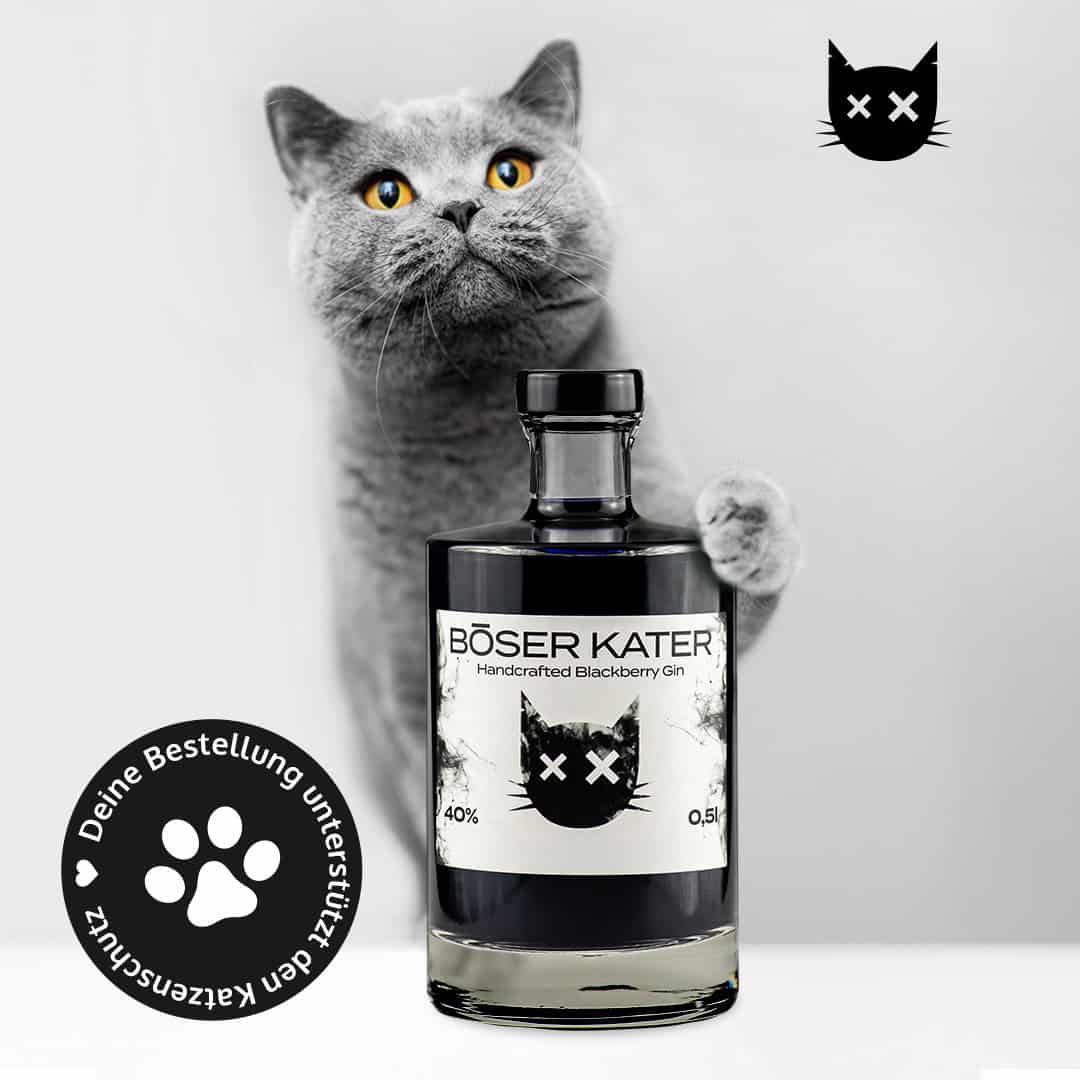 Böser Kater Blackberry Gin - Fruchtig schwarzer Black Gin mit Brombeeren 40% Vol. – Bild 3