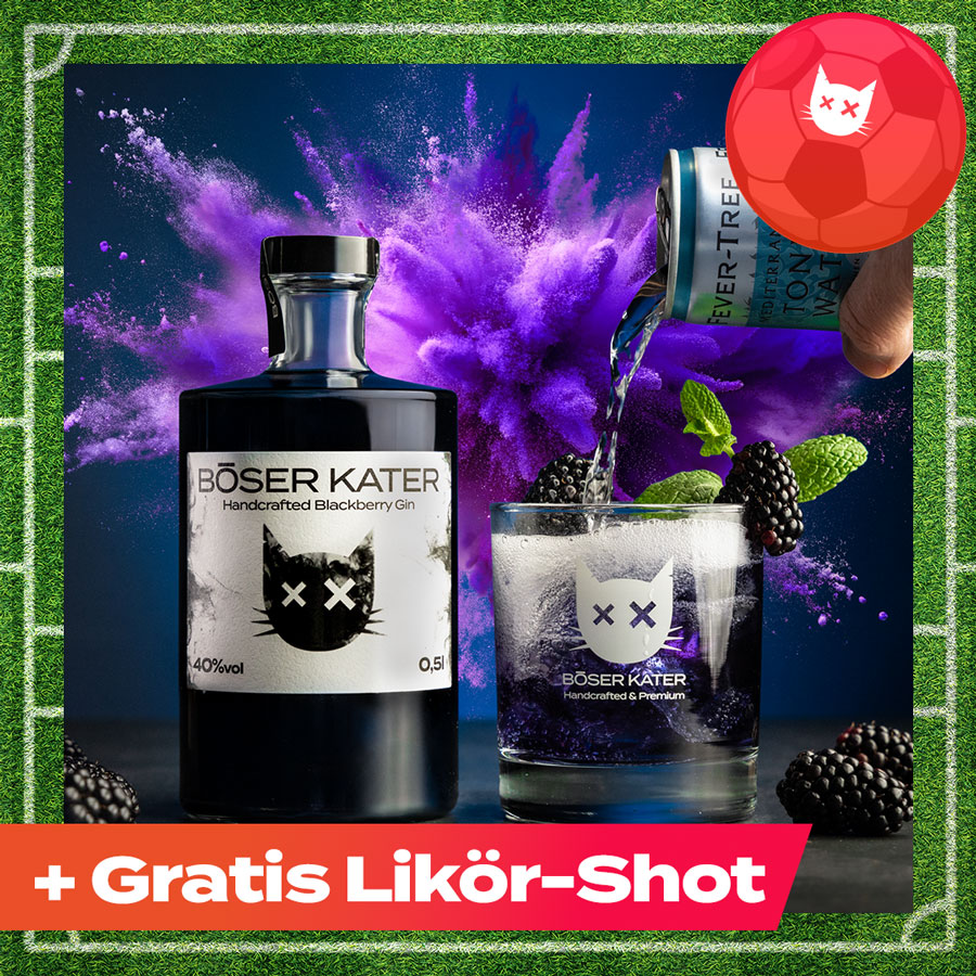 Böser Kater Blackberry Gin - Fruchtig schwarzer Black Gin mit Brombeeren 40% Vol.