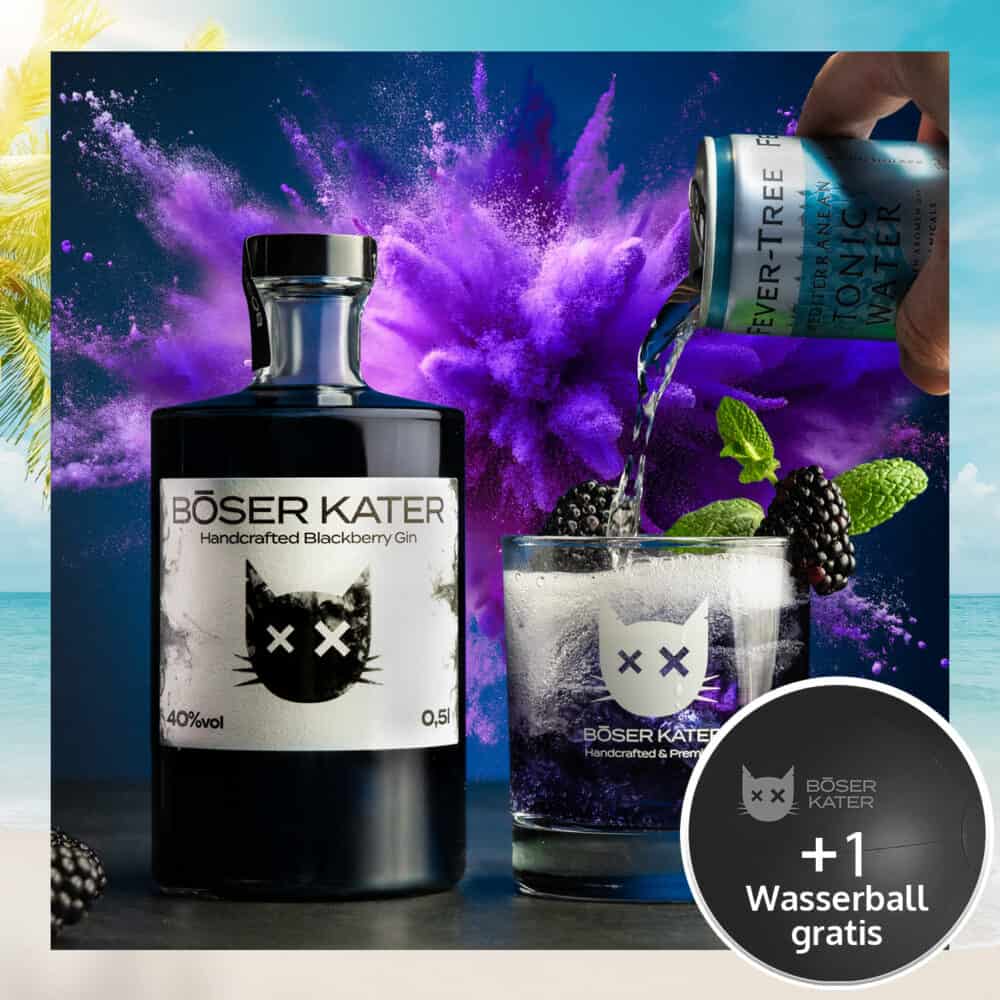Böser Kater Blackberry Gin - Fruchtig schwarzer Black Gin mit Brombeeren 40% Vol.