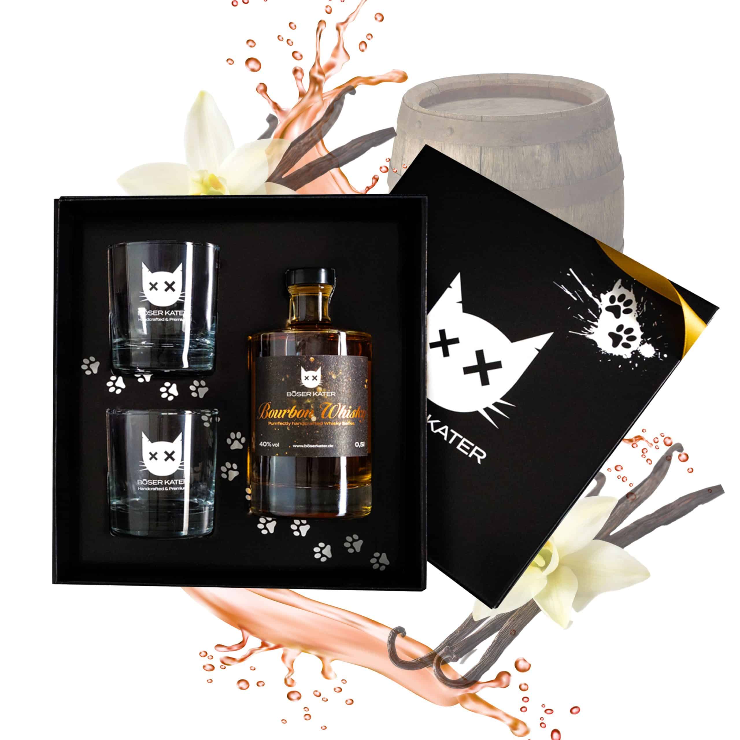 Hochwertiges Whisky Geschenkset mit Böser Kater Gläsern – Bild 2