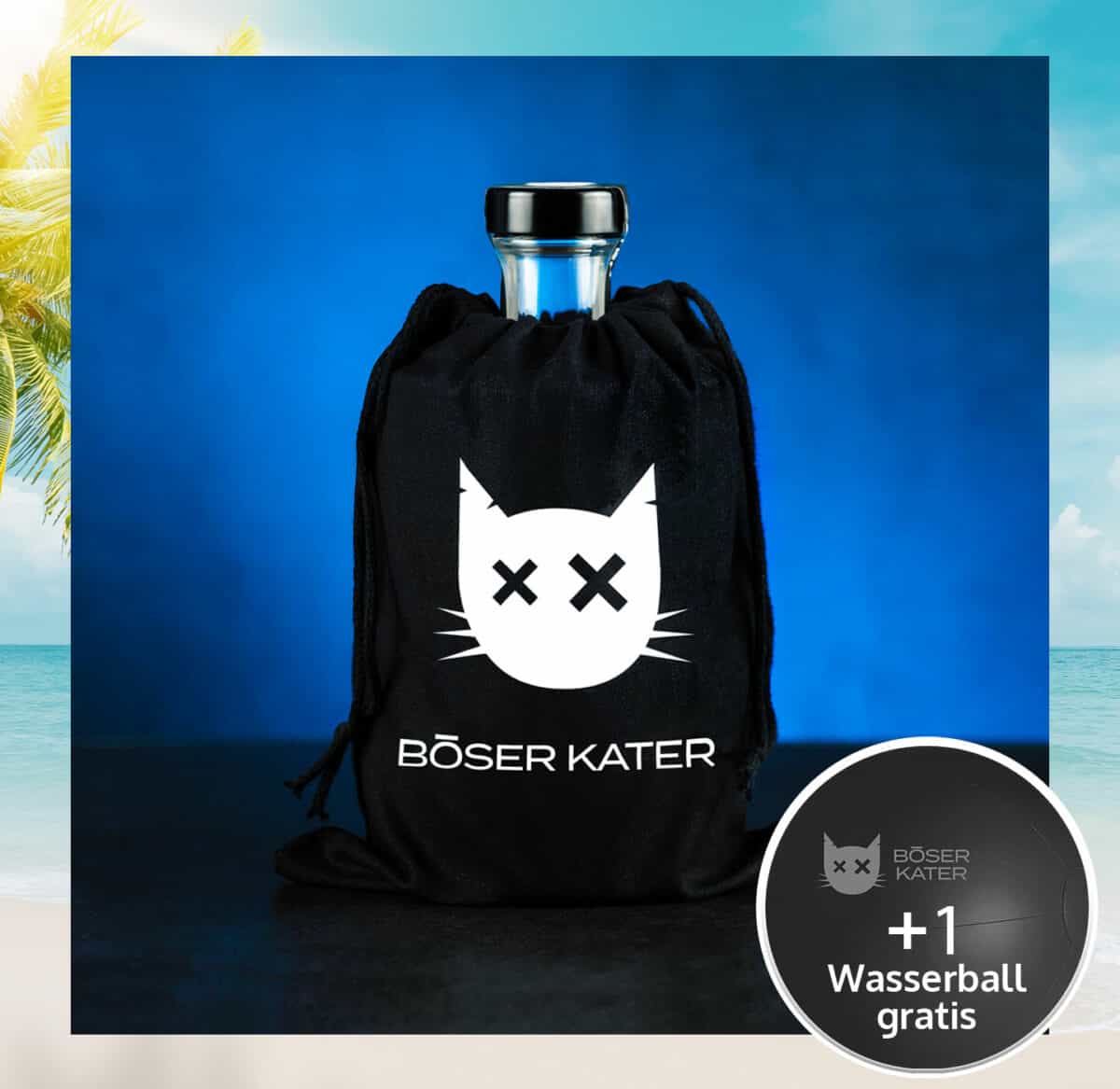 Böser Kater Flaschentasche Baumwoll-Zuziehbeutel mit Logo