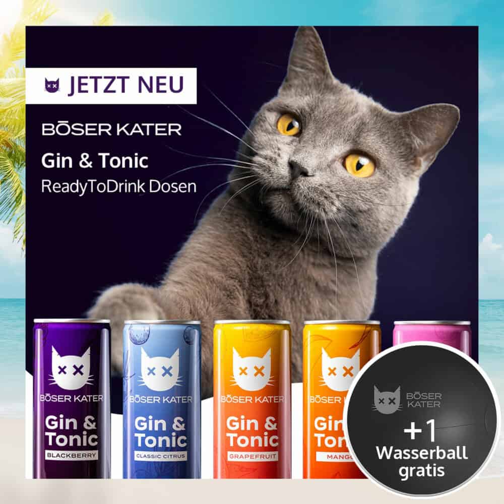 Böser Kater Gin & Tonic ReadyToDrink Probierset mit allen 5 Sorten in 250ml Dosen 10% Vol.