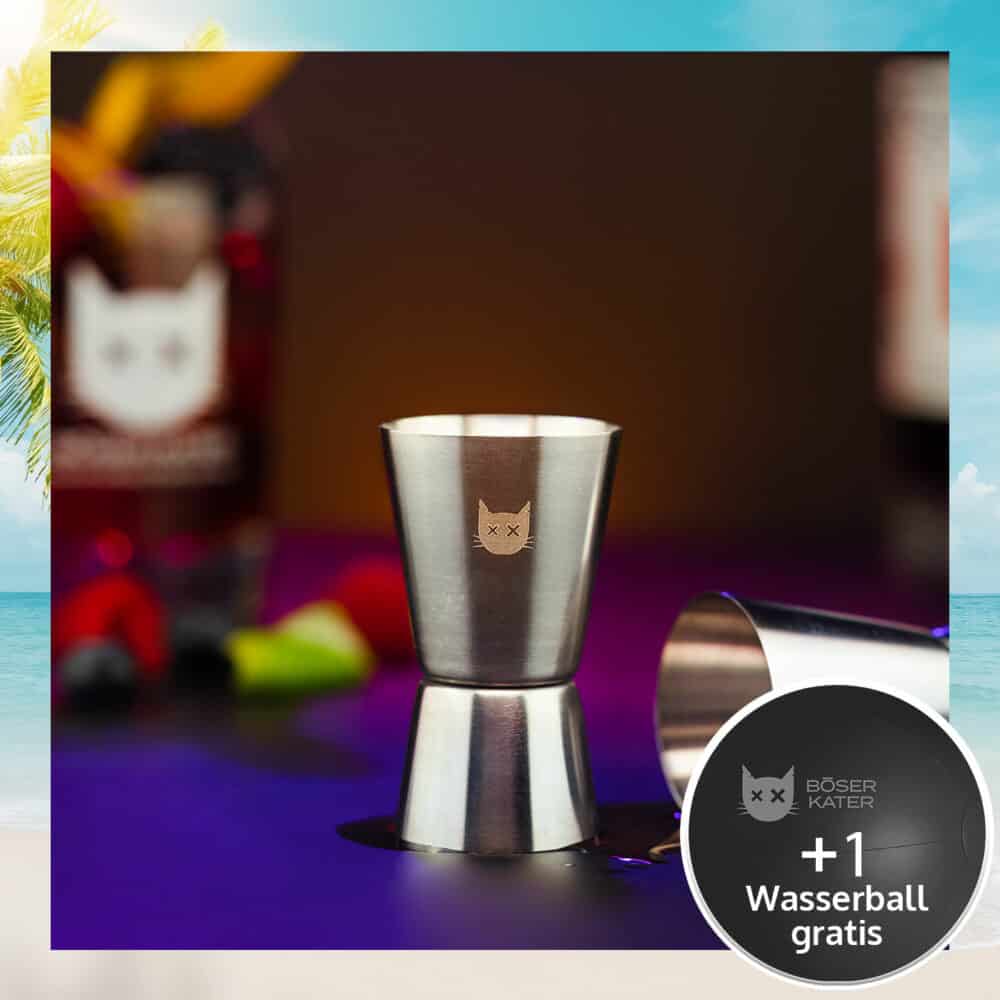 Böser Kater Cocktailmessbecher / Jigger mit Kater Gravur 15ml / 30ml