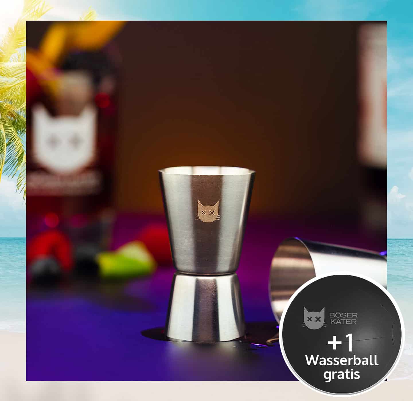 Böser Kater Cocktailmessbecher / Jigger mit Kater Gravur 15ml / 30ml