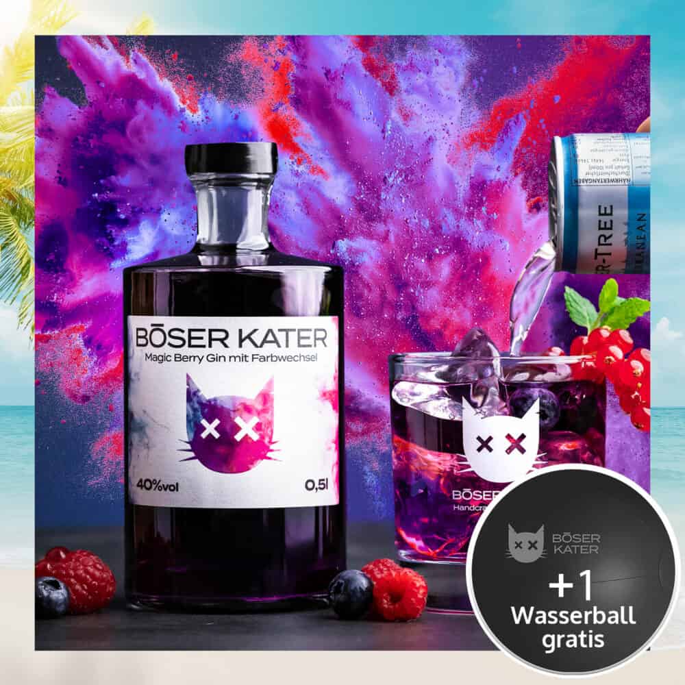 Böser Kater Magic Berry Gin mit Farbwechsel von Violett zu Rot 40% Vol.