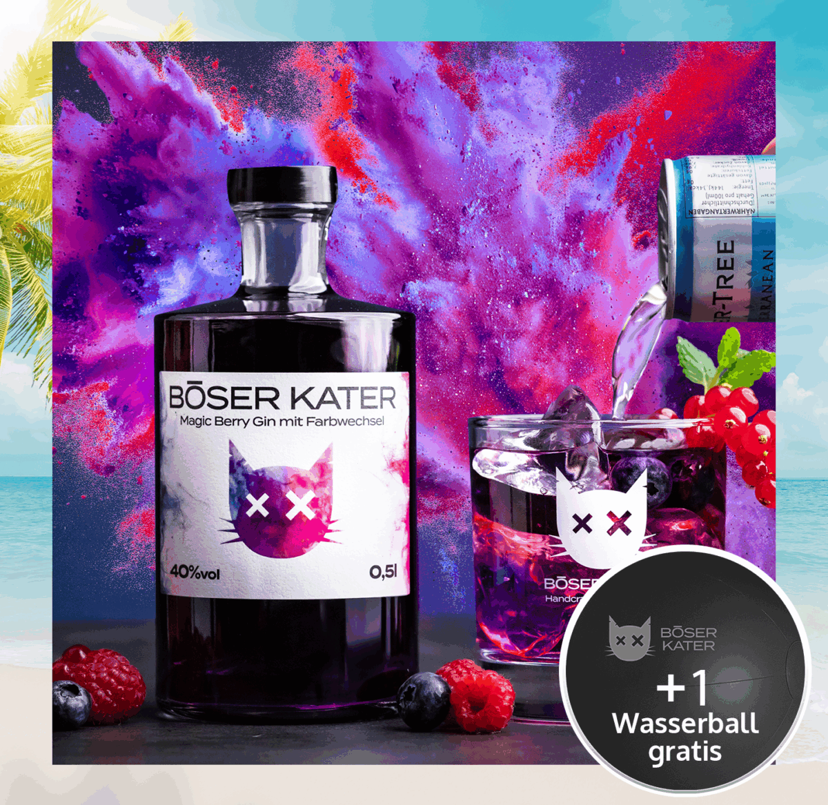 Böser Kater Magic Berry Gin mit Farbwechsel von Violett zu Rot 40% Vol.