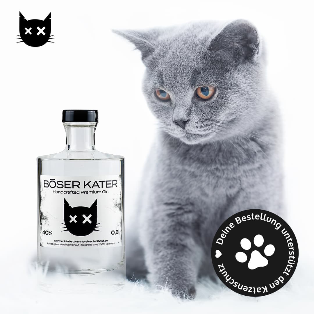Böser Kater Premium Gin mit Katze