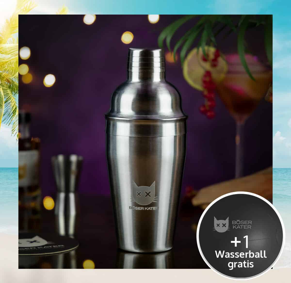 Böser Kater Cocktail Shaker mit Logo Gravur