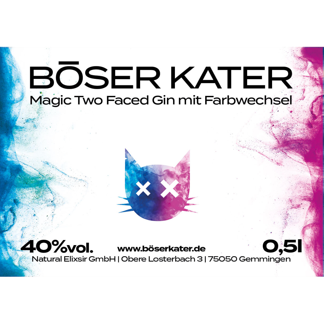 Böser Kater Two Faced Gin mit Farbwechsel von Blau zu Violett 40% Vol. – Bild 9