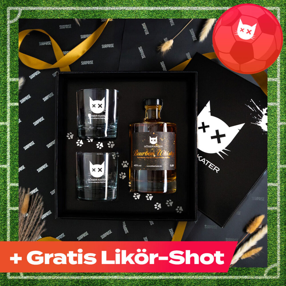 Hochwertiges Whisky Geschenkset mit Böser Kater Gläsern