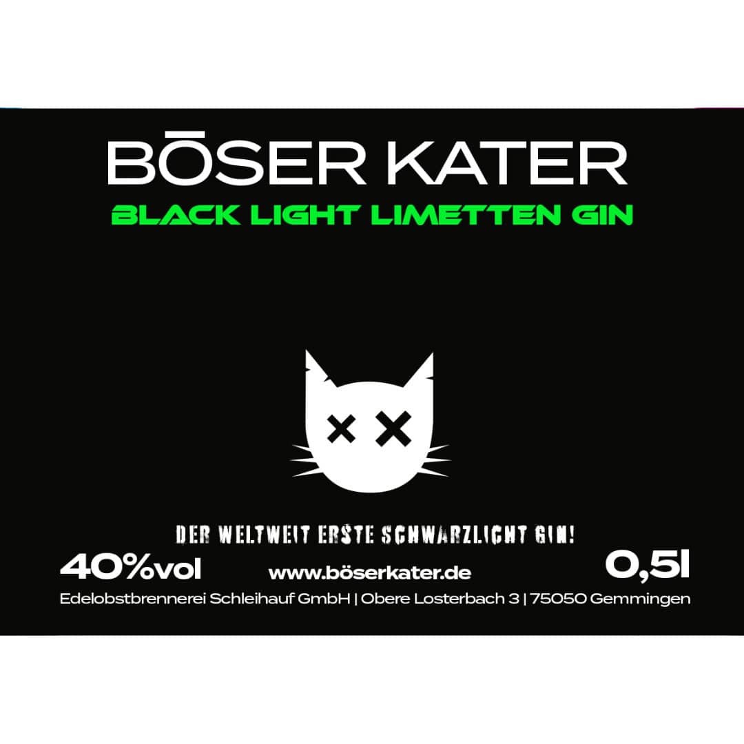 Böser Kater Blacklight Neon Gin mit natürlichem Schwarzlicht-Effekt & Limetten 0,5l 40% Vol. – Bild 7