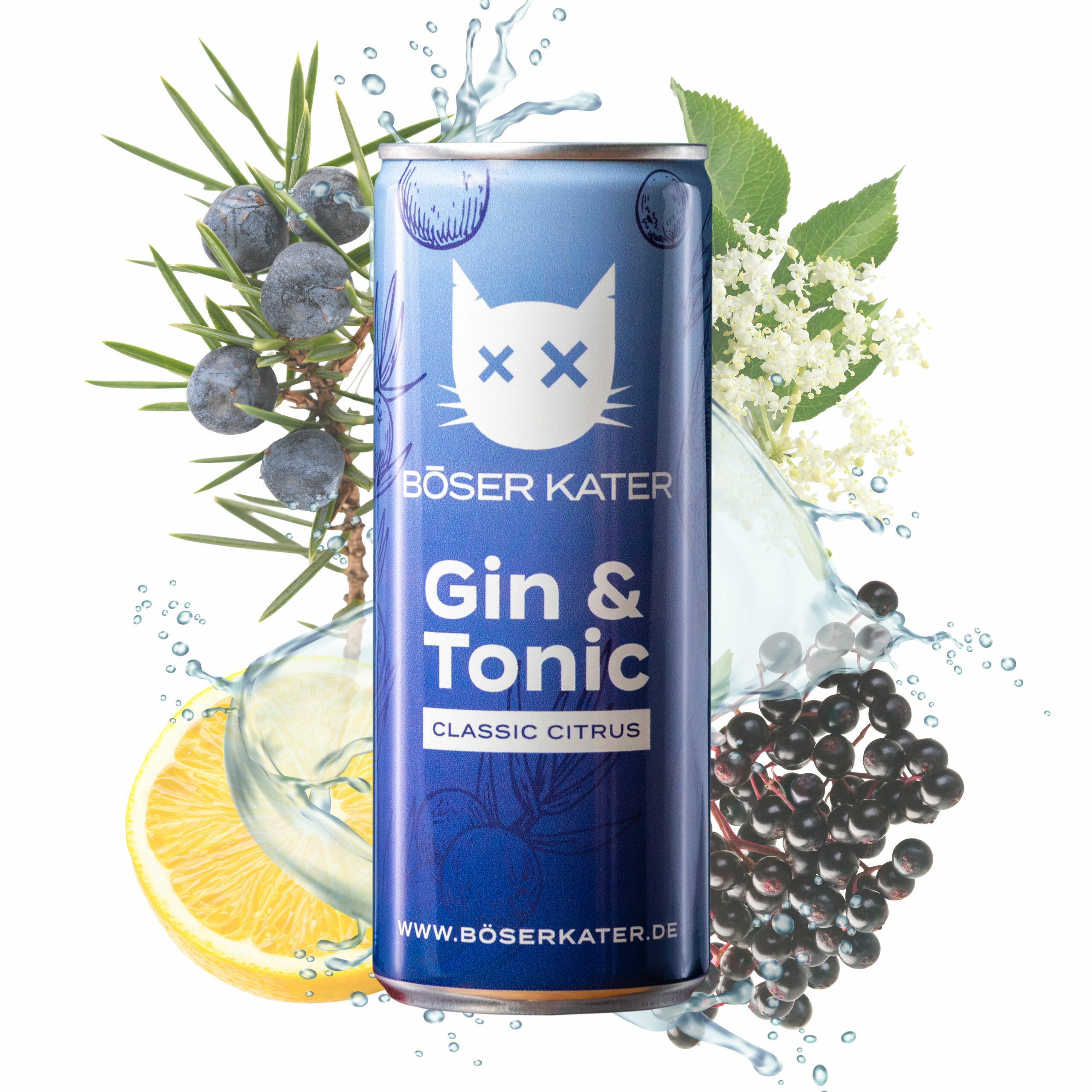 Böser Kater Classic Citrus Gin & Tonic ReadyToDrink Dose 250ml 10% Vol. Probierset mit einer Dose pro Sorte