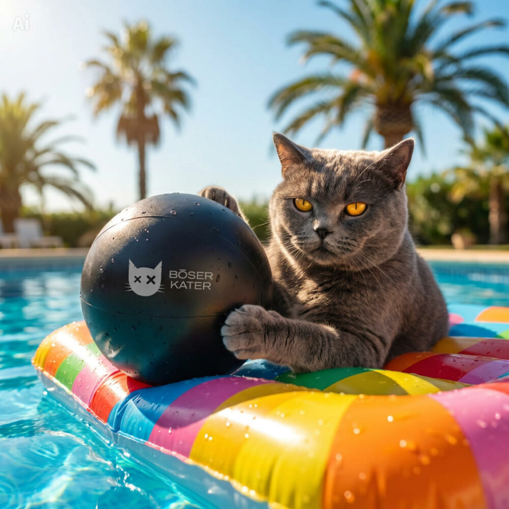 Wasserball mit Böser Kater Logo