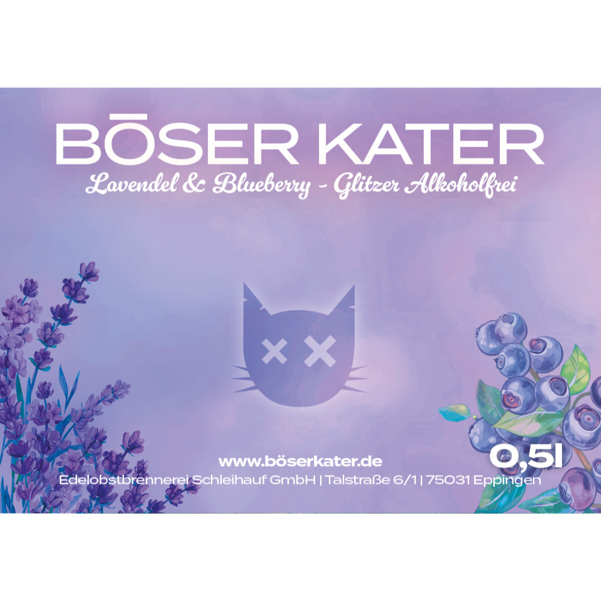 Böser Kater Alkoholfrei Lavendel & Blueberry mit Glitzer - Perfekte Basis für Spritz Cocktails 0,5l – Bild 10
