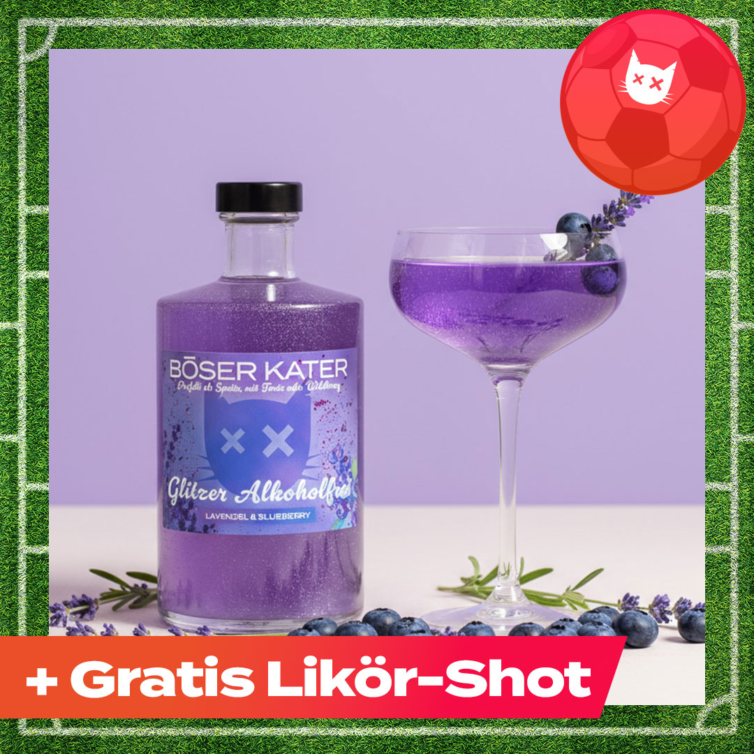 Böser Kater Aperitif Alkoholfrei Lavendel & Blueberry mit Glitzer - Perfekte Basis für Spritz Cocktails 0,5l