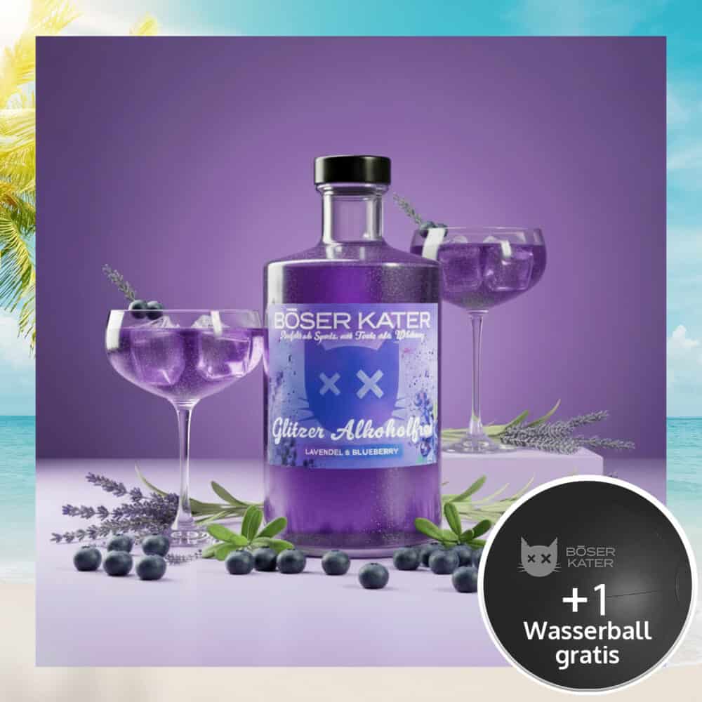 Böser Kater Aperitif Alkoholfrei Lavendel & Blueberry mit Glitzer - Perfekte Basis für Spritz Cocktails 0,5l