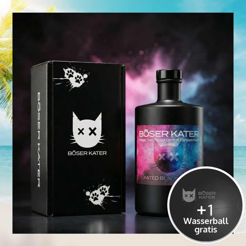 Böser Kater Two Faced Gin Limited Black Edition mit Farbwechsel von Blau zu Violett 40% Vol.