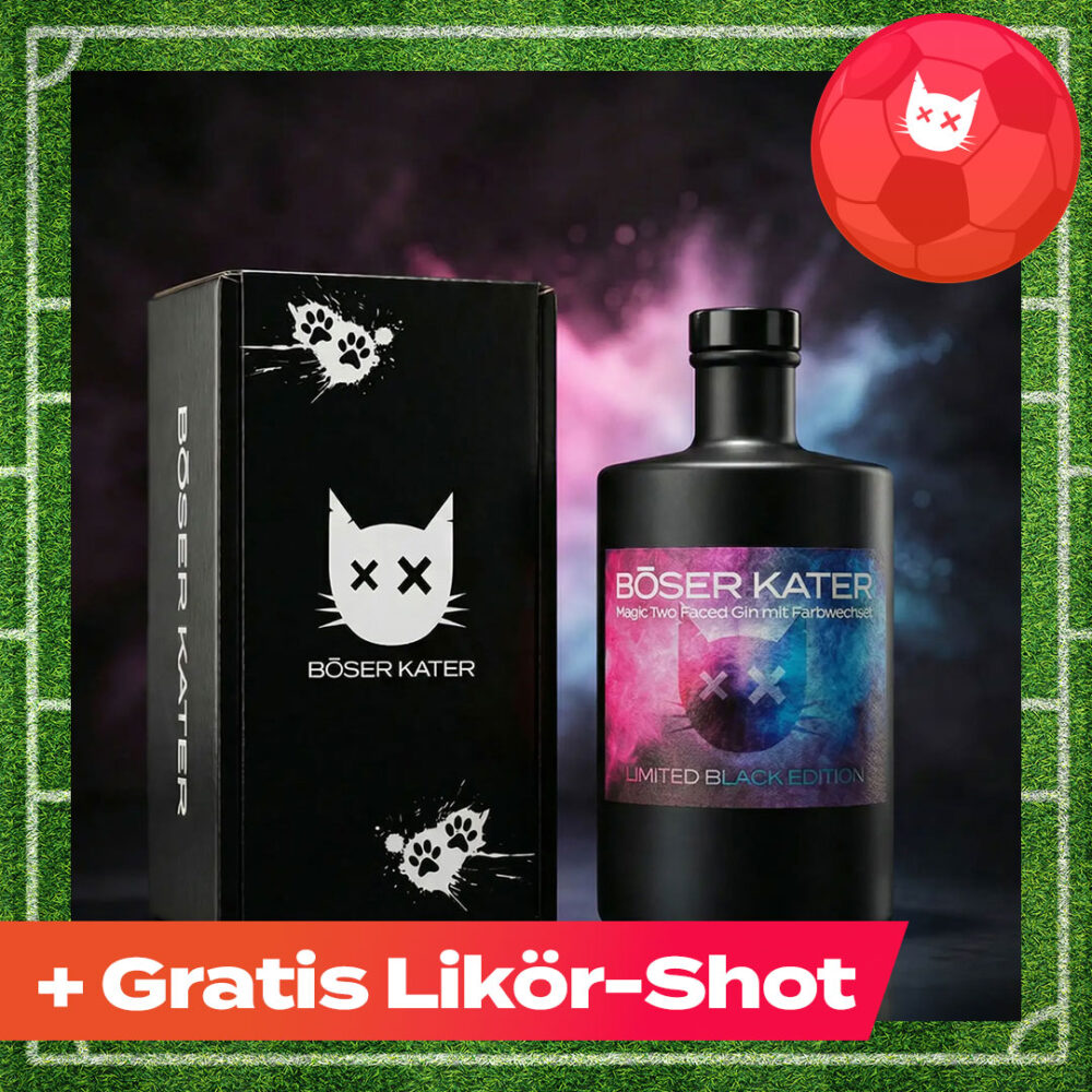 Böser Kater Two Faced Gin Limited Black Edition mit Farbwechsel von Blau zu Violett 40% Vol.
