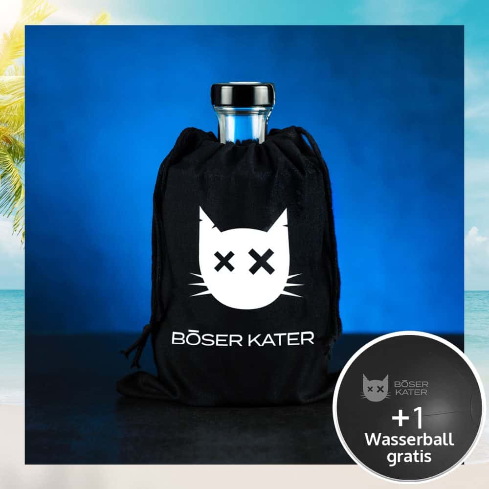 Böser Kater Flaschentasche Baumwoll-Zuziehbeutel mit Logo