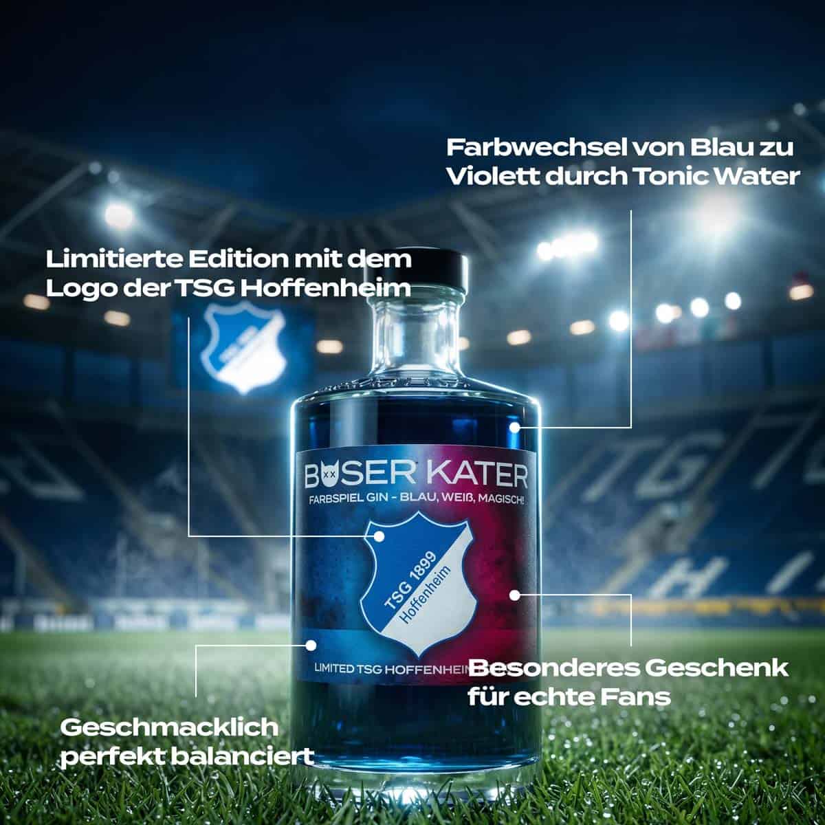 Böser Kater x TSG Hoffenheim Limited Edition | Farbwechsel Gin von Blau zu Violett 40% Vol. – Bild 3